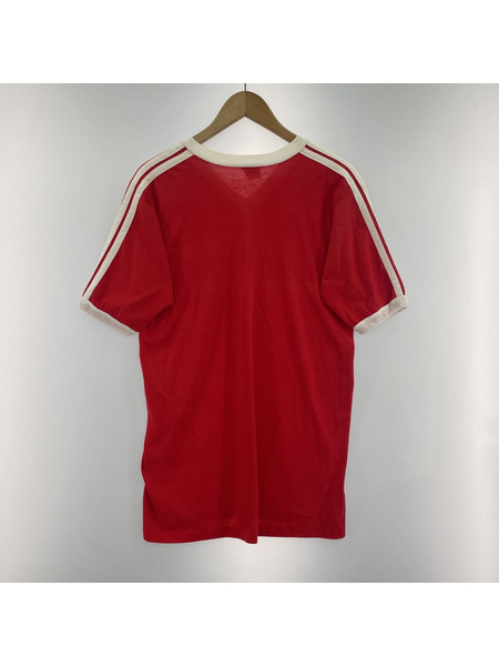 VINTAGE 80S adidas トレフォイル VネックTEE 赤 (L)