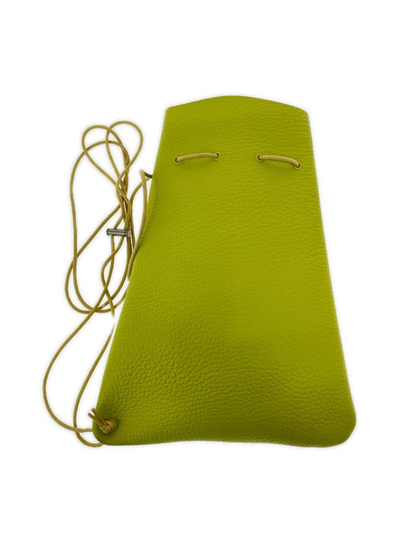 Hender Scheme レザー巾着バッグ ライム