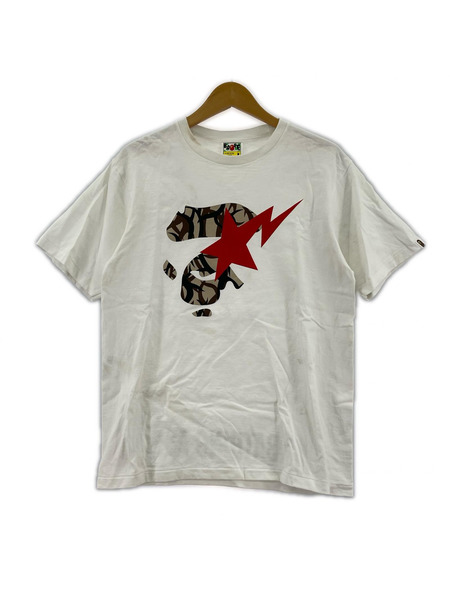 A BATHING APE 半袖Tシャツ・カットソー CAMO APE FACE STA 白 (M)