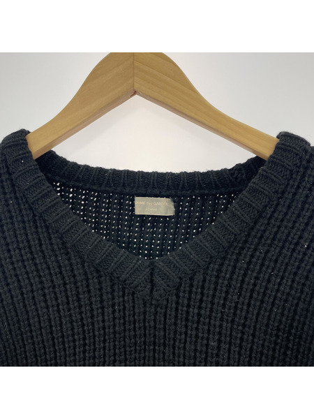 90s COMME des GARCONS HOMME 1990 ウールナイロンローゲージヘビーニット - 黒
