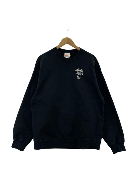 NIKE×STUSSY 21SS Fleece Crew Sweatshirt スウェット S ブラック