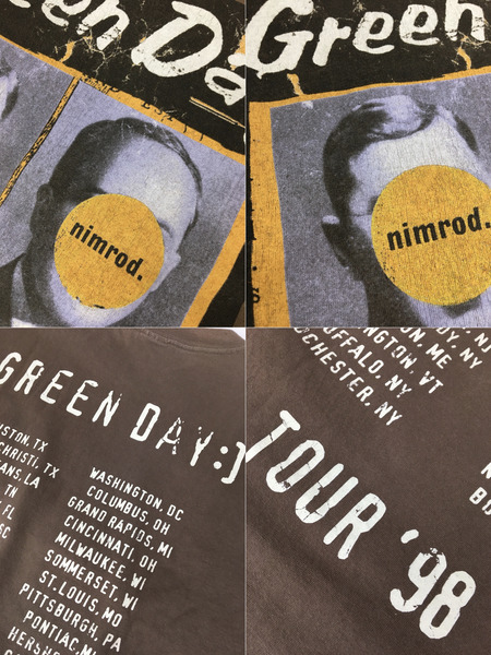 90s GIANT USA製 GREEN DAY nimrod L/S Tシャツ ロンTee (L) ブラウン