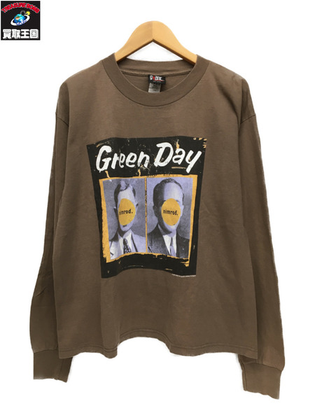 90s GIANT USA製 GREEN DAY nimrod L/S Tシャツ ロンTee (L) ブラウン