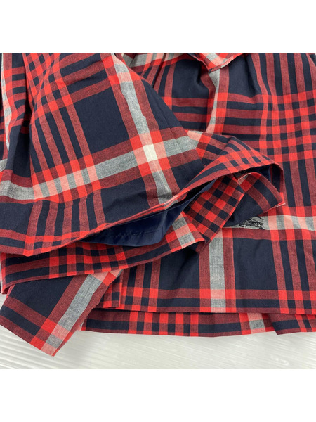 BURBERRY BLUE LABEL ショートパンツ ベルト付キ チェック 赤系
