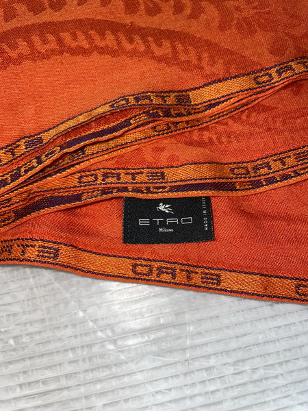 ETRO 大判シルクスカーフ オレンジ