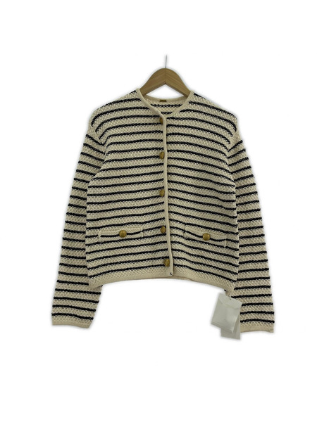 Mila Owen カーディガン 金ボタンショート丈ボーダー