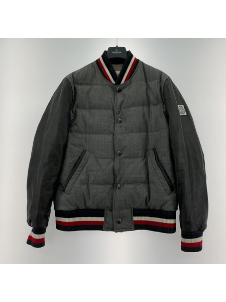 MONCLER GAMME BLEU アームレザー ダウンジャケット グレー 3