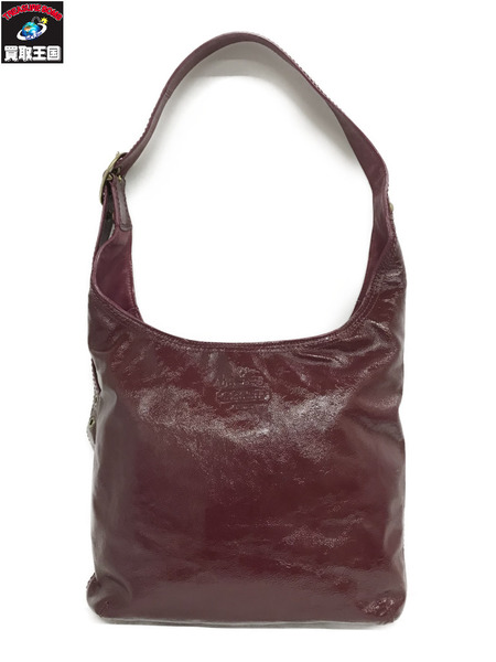 COACH/Patent Leather Shoulder Bag/ワイン[値下]