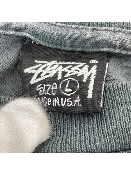 OLD STUSSY/80s/黒タグ/オーバルロゴ/両面プリントTee/L