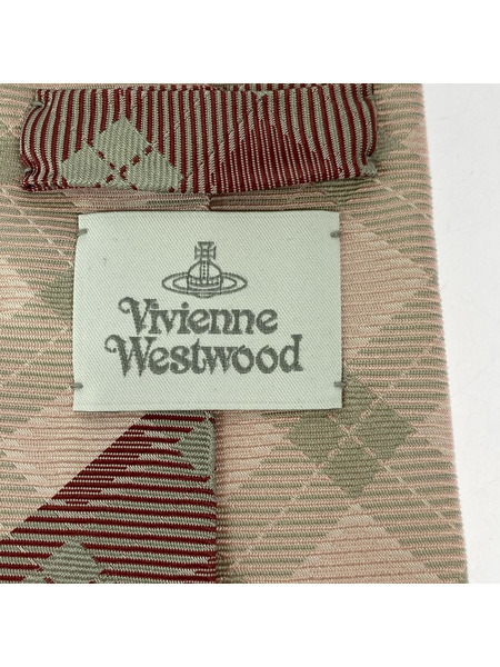Vivienne Westwood ソノ他 チェック切替 ネクタイ ピンク