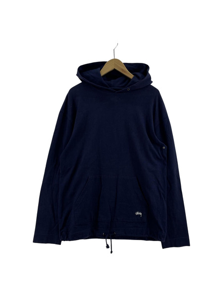 STUSSY 裾ロゴ ドローコード プルオーバーパーカー ネイビー (M)