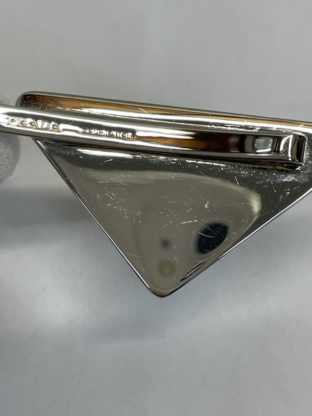 PRADA 三角ロゴメタル トライアングル ヘアピン BLK 小物