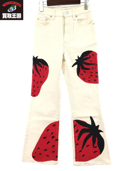 J.W.Anderson Strawberry Flared Jeans ストロベリーフレアデニムパンツ 6 白[値下]