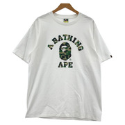 A BATHING APE 半袖Tシャツ・カットソー カモ カレッジ Tシャツ  (L) 白