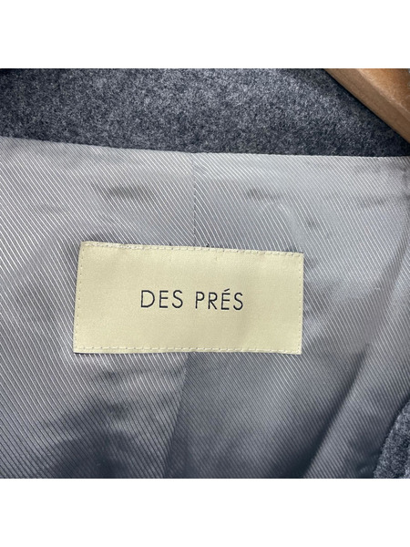 DES PRES ジャケット ウールメルトンジップアップコート/GRY