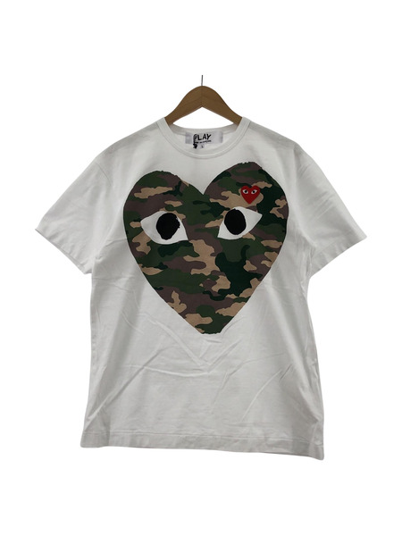 PLAY COMME des GARCONS カモフラハート プリントTee L ホワイト