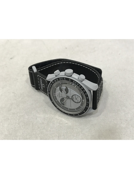 オメガ×スウォッチ/ミッショントゥアースフェイズ/S033M700/電池交換済み メンズQZ