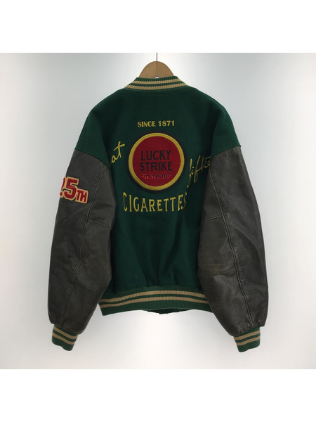 BEAVER ROOTS×LUCKY STRIKE 125周年 袖レザーウールスタジャン L