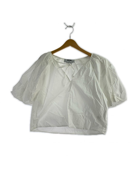 MSGM ソノ他 ギャザーブラウス 白