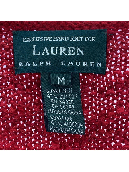 LAUREN RALPH LAUREN ネイティブハンドニットカーディガン RED (M)