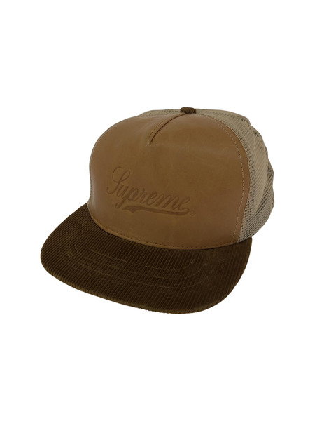 Supreme 12AW Leather Trucker Cap レザーパネルメッシュキャップ ブラウン