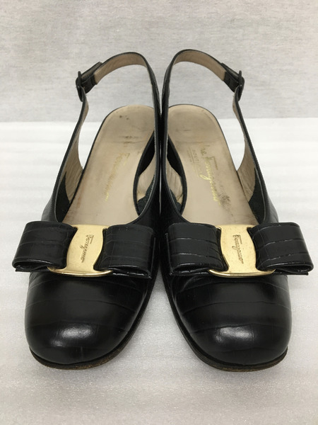 Salvatore Ferragamo 型押サンダル ヴァラ（5 1/2）BLK