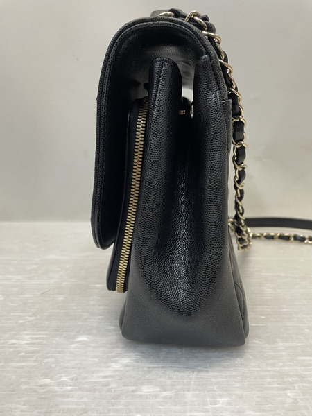 CHANEL ビジネスアフィニティ グレインドカーフスキン マトラッセ チェーンショルダーバッグ ブラック