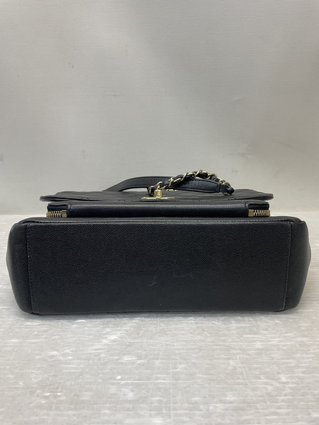 CHANEL ビジネスアフィニティ グレインドカーフスキン マトラッセ チェーンショルダーバッグ ブラック