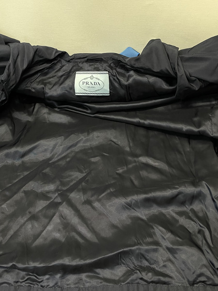 PRADA フリルデザイン ナイロンロングコート 38 紺