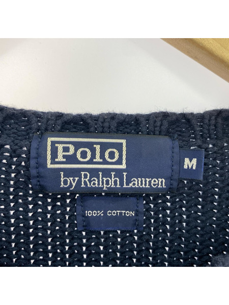 POLO RALPH LAUREN ニット・セーター 90s USA BIG LOGO ワッペン ニット NVY M[値下]