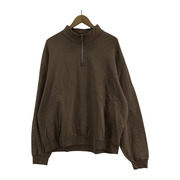 AURALEE ELASTIC HIGH GAUGE SWEAT HALF ZIP 4 ブラウン