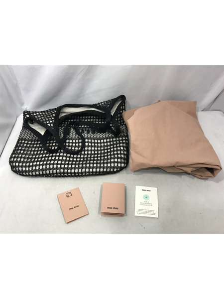 トートバッグ miu miu ラフィア/メッシュリバーシブルバッグ