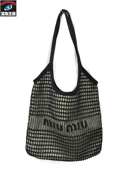 トートバッグ miu miu ラフィア/メッシュリバーシブルバッグ