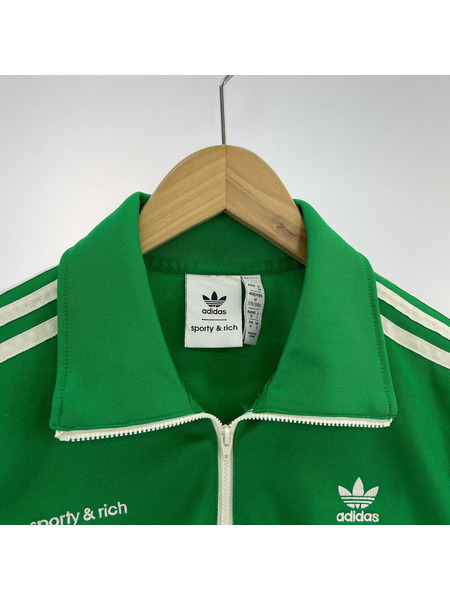 adidas sporty&rich ハーフジップトラックジャケット 緑 (L)