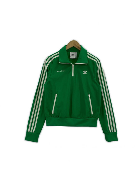 adidas sporty&rich ハーフジップトラックジャケット 緑 (L)