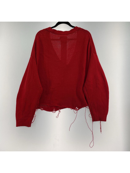 doublet ニット・セーター 3D PATCH CUT-OFF PULLOVER/赤/S