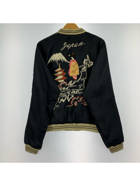 東洋エンタープライズ ジャケット 刺繍サテンスカジャン 黒