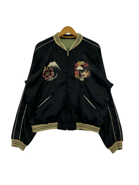 東洋エンタープライズ ジャケット 刺繍サテンスカジャン 黒