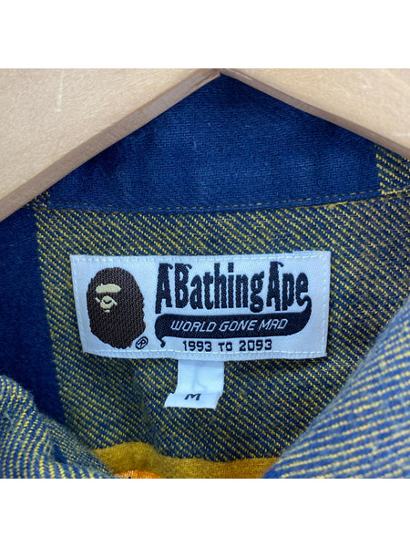 A BATHING APE 長袖シャツ チェックシャツ/イエロー/M[値下]