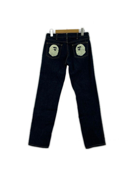 A BATHING APE デニム・ジーンズ APEE バック サルペイント デニムパンツ 濃紺