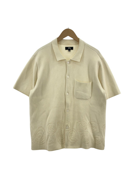 STUSSY/perforated swirl knit shirt/M