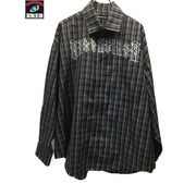 BALENCIAGA 19SS TATOO LOGO CHECK　SHIRT　ブラック　38