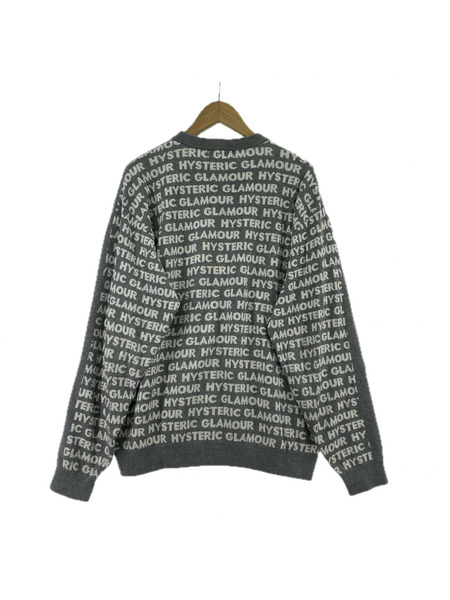 HYSTERIC GLAMOUR HYSTERIC LOGO柄 ジャガードニット L グレー 02211NS02