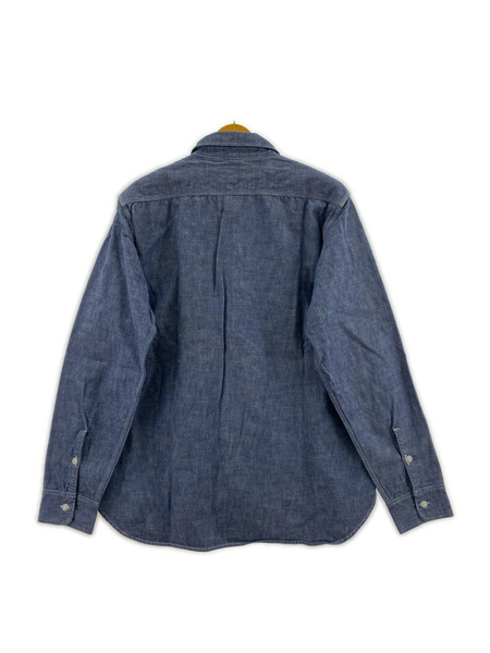 IRON HEART 長袖シャツ シャンブレー/水色/XL