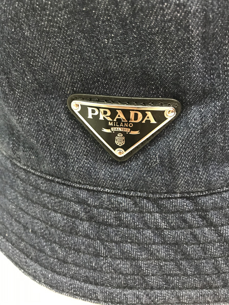 PRADA 三角プレート/デニム/バケットハット 