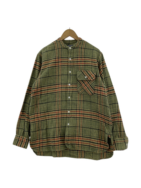 WOOLRICH L/S バンドカラーチェックシャツ (S) 緑