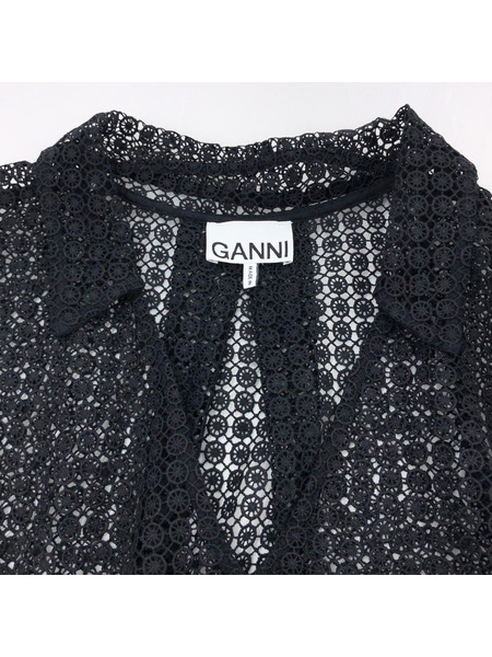 GANNI レース カフタンブラウス BLK[値下]