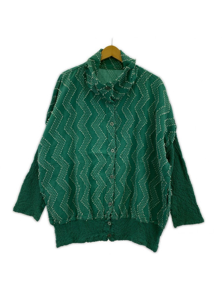ISSEY MIYAKE 長袖シャツ me ISSEY MIYAKE  シワ加工シャツ グリーン