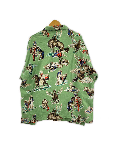 SAINT MICHAEL 21SS PJ SHIRT HORSE PATTERN パジャマシャツ M 緑