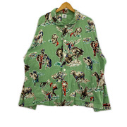 SAINT MICHAEL 21SS PJ SHIRT HORSE PATTERN パジャマシャツ M 緑